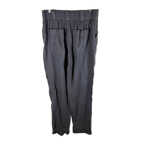 Tahari Linen Pants Size Medium Gray Pockets High Rise Stretch Waist Lagenlook - Picture 3 of 7